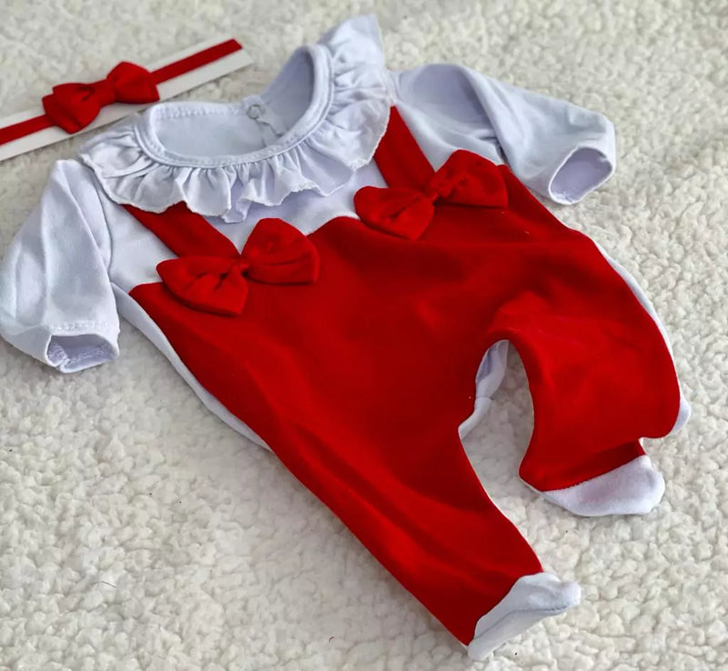 Body Branco e Vermelho para bebês reborn