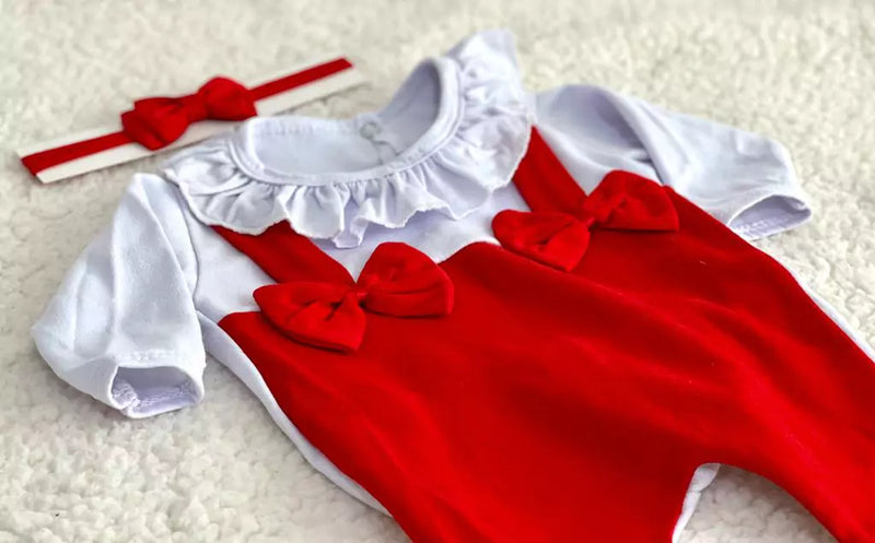 Body Branco e Vermelho para bebês reborn